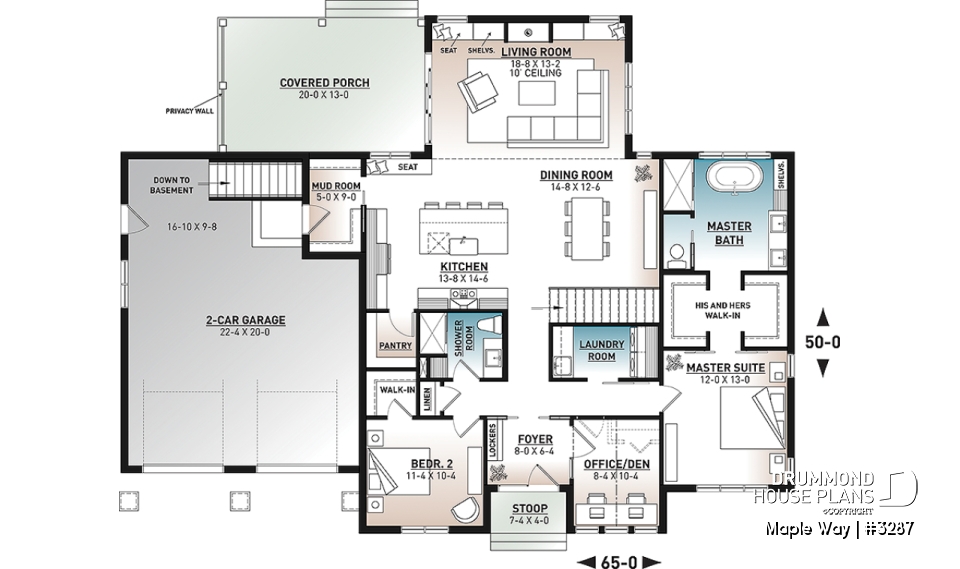 1st level - One-story Modern Farmhouse, Spacious Master Suite, 2-Car-Garage, Large Covered Terrace, 10' Ceiling in Living - Maple Way