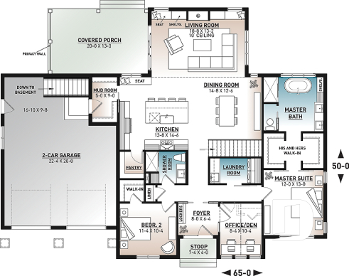 1st level - One-story Modern Farmhouse, Spacious Master Suite, 2-Car-Garage, Large Covered Terrace, 10' Ceiling in Living - Maple Way