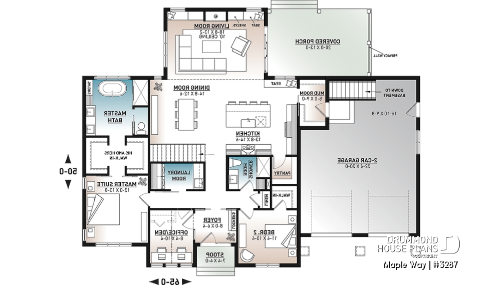 1st level - One-story Modern Farmhouse, Spacious Master Suite, 2-Car-Garage, Large Covered Terrace, 10' Ceiling in Living - Maple Way