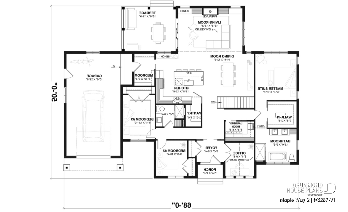 1st level - 3 bedrooms modern farmhouse home design with garage, home office, large master suite, family room w/fireplace - Maple Way 2