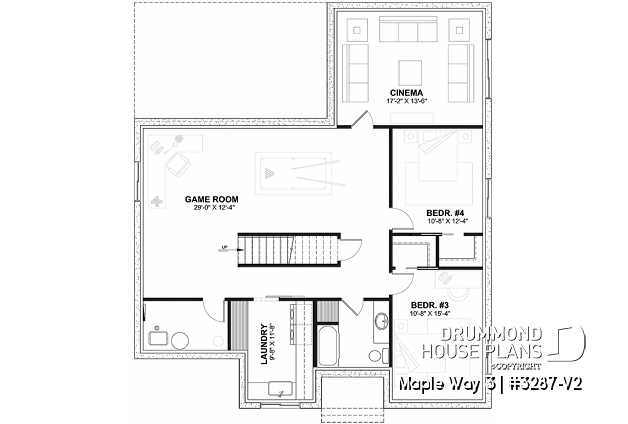 Finished basement (Optional $) - Farmhouse 4 bedrooms home, den, family & living rooms, finished basement, pantry, master on main floor - Maple Way 3