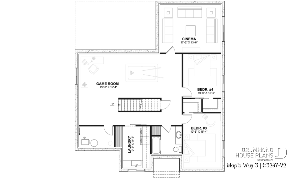 Finished basement (Optional $) - Farmhouse 4 to 5 bedrooms home, den, family &amp; living rooms, opt. finished basement, master on main floor - Maple Way 3