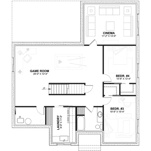 Finished basement (Optional $) - Farmhouse 4 to 5 bedrooms home, den, family & living rooms, opt. finished basement, master on main floor - Maple Way 3