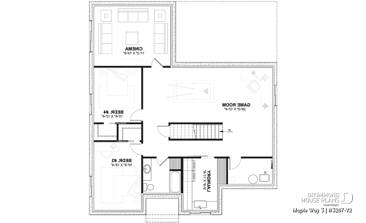 Finished basement (Optional $) - Farmhouse 4 to 5 bedrooms home, den, family &amp; living rooms, opt. finished basement, master on main floor - Maple Way 3