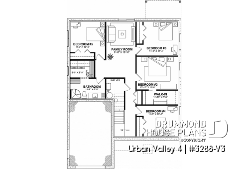 Basement - Compact 5 bedroom farmhouse plan with great open floor plan, den and more - Urban Valley 4