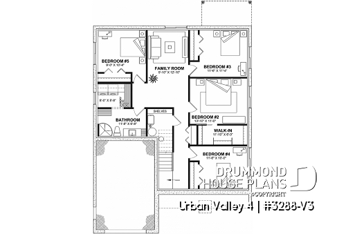 Finished basement - Compact 5 bedroom farmhouse plan with great open floor plan, den and more - Urban Valley 4