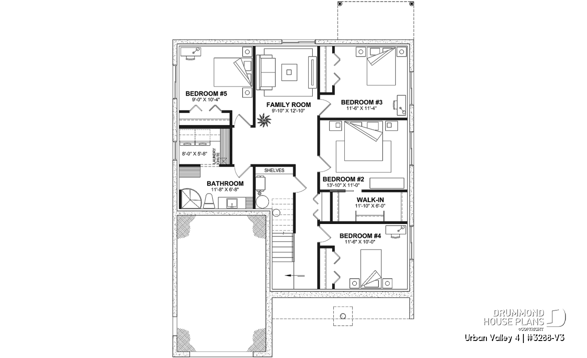 Finished basement (Optional $) - Compact 2 to 6 bedroom farmhouse plan with great open floor plan, den, optional finished basement ($) - Urban Valley 4