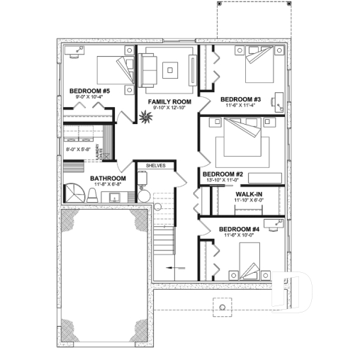 Finished basement (Optional $) - Compact 2 to 6 bedroom farmhouse plan with great open floor plan, den, optional finished basement ($) - Urban Valley 4