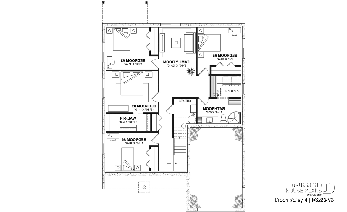 Finished basement (Optional $) - Compact 2 to 6 bedroom farmhouse plan with great open floor plan, den, optional finished basement ($) - Urban Valley 4
