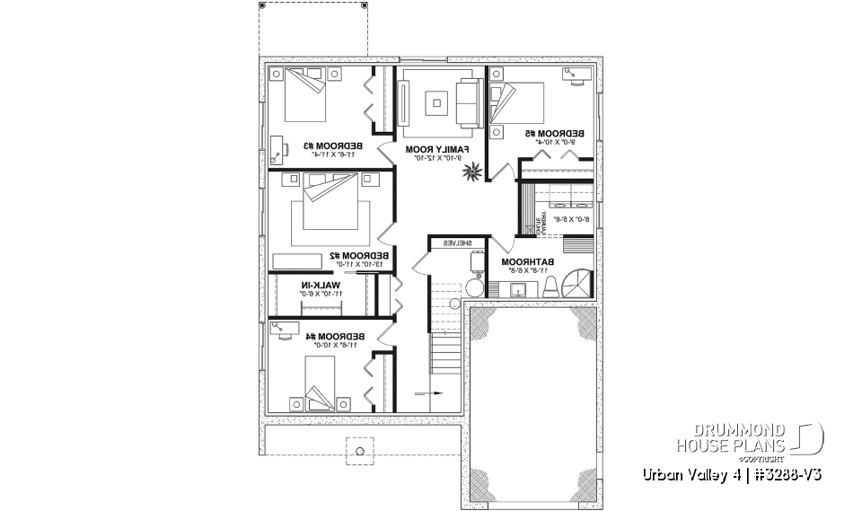 Finished basement (Optional $) - Compact 2 to 6 bedroom farmhouse plan with great open floor plan, den, optional finished basement ($) - Urban Valley 4