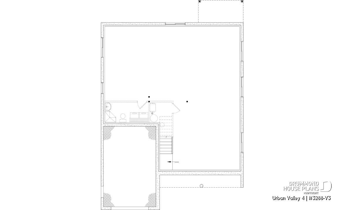 Unfinished basement - Compact 2 to 6 bedroom farmhouse plan with great open floor plan, den, optional finished basement ($) - Urban Valley 4