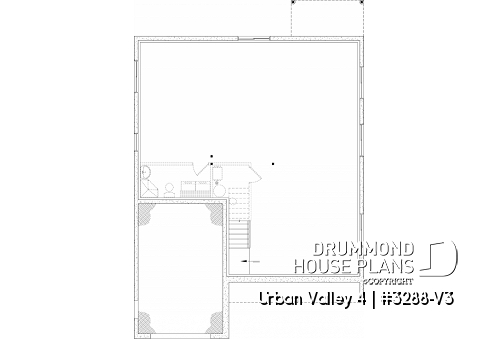 Unfinished basement - Compact 5 bedroom farmhouse plan with great open floor plan, den and more - Urban Valley 4