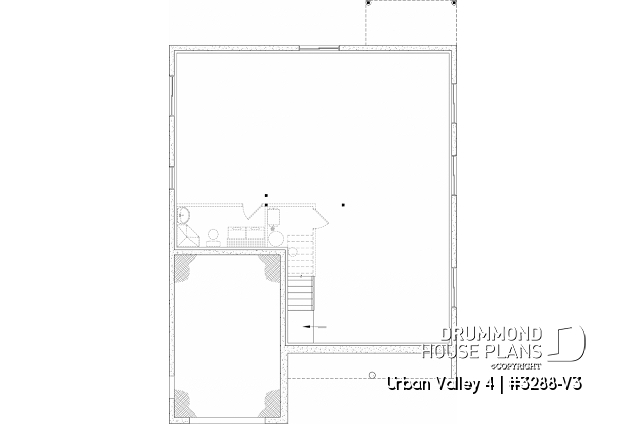 Unfinished basement - Compact 5 bedroom farmhouse plan with great open floor plan, den and more - Urban Valley 4