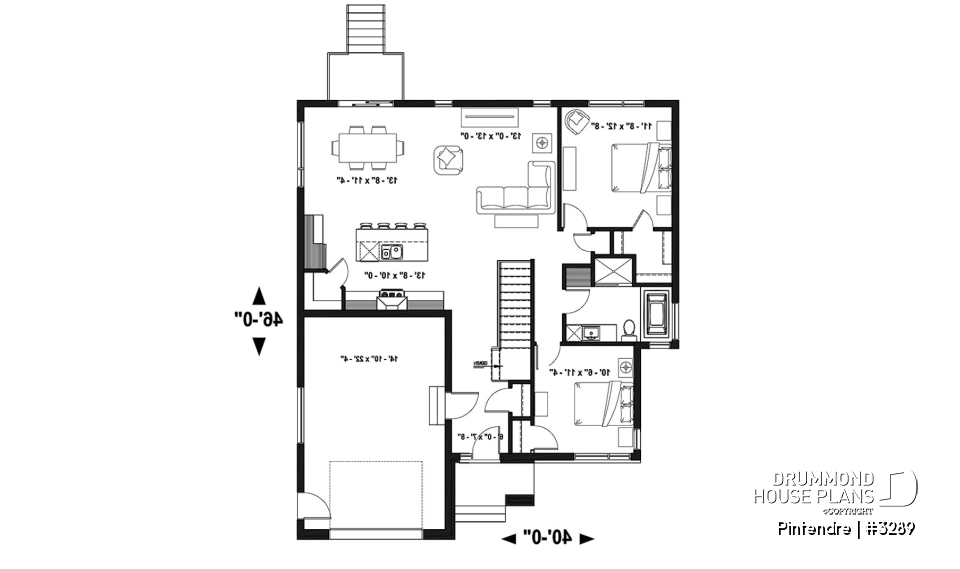 1st level - Mid-Century Modern One-story Home, Open floor plan, Large Kitchen Island, Pantry, One-Car Garage, 2 + Bedrooms - Pintendre