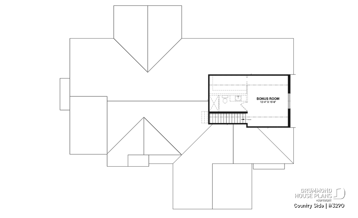 Bonus space - Spacious 3 bedroom Farmhouse style house plan with formal dining, large family room and lots of light. - Country Side