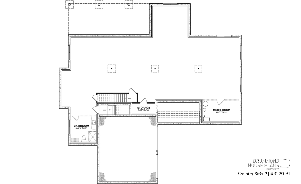 Basement - Farmhouse one-storey home, larger master suite, 2-car garage, open concept, back kitchen, mudroom - Country Side 2