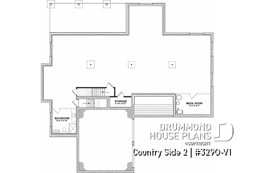 Basement - Farmhouse one-storey home, larger master suite, 2-car garage, open concept, back kitchen, mudroom - Country Side 2