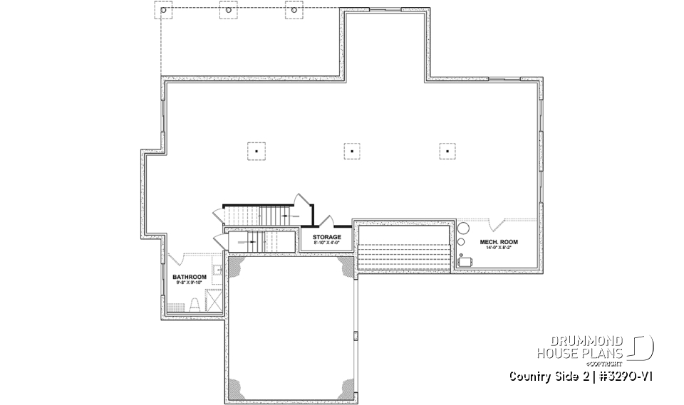 Basement - Farmhouse one-storey home, larger master suite, 2-car garage, open concept, back kitchen, mudroom - Country Side 2