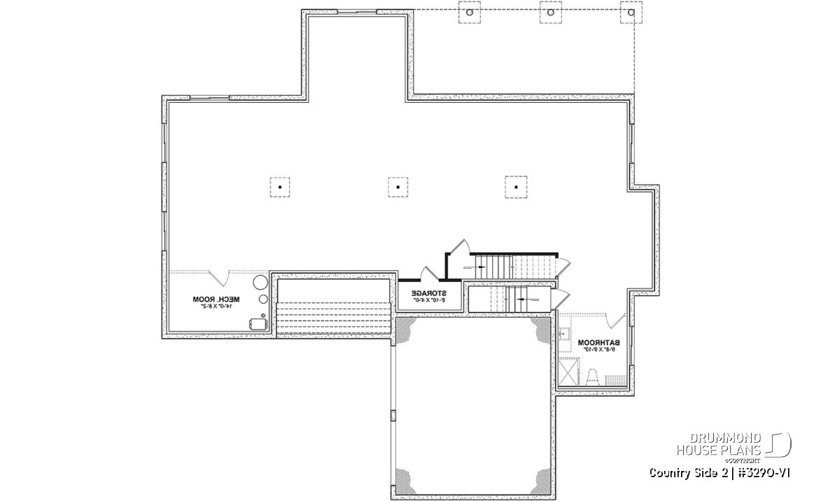Basement - Farmhouse one-storey home, larger master suite, 2-car garage, open concept, back kitchen, mudroom - Country Side 2
