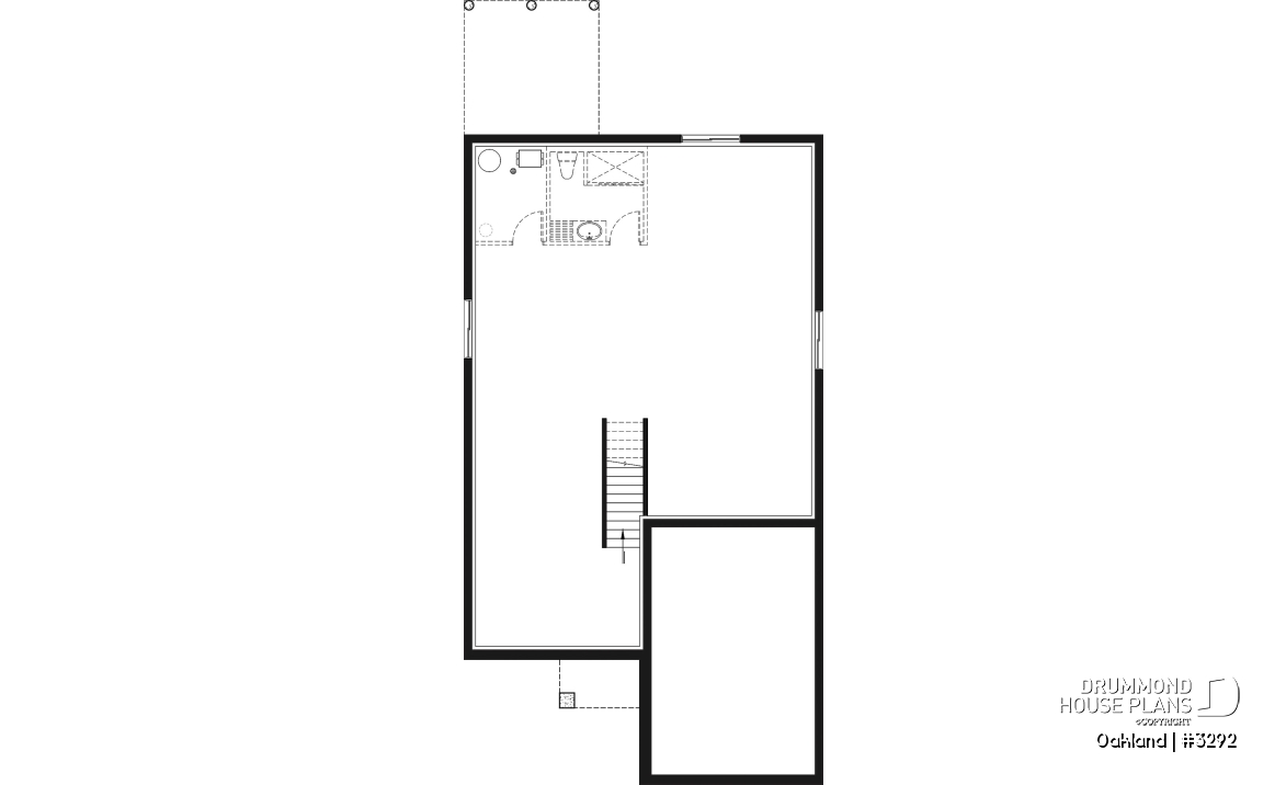 Basement - Ideal narrow lot house plan, 2 bedrooms, garage, large family room, play area or computer corner, laundry room - Oakland