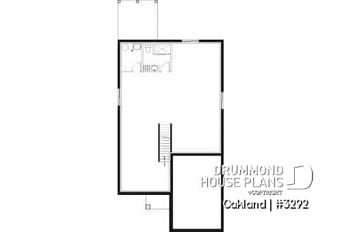 Basement - Ideal narrow lot house plan, 2 bedrooms, garage, large family room, play area or computer corner, laundry room - Oakland