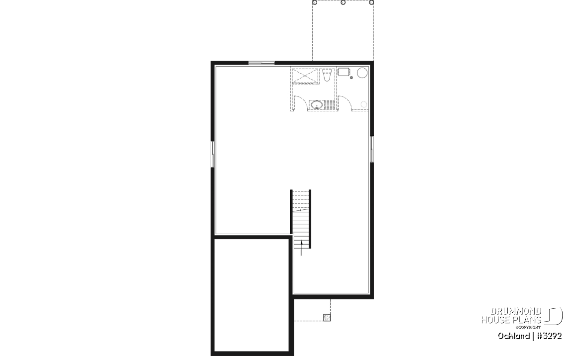 Basement - Ideal narrow lot house plan, 2 bedrooms, garage, large family room, play area or computer corner, laundry room - Oakland