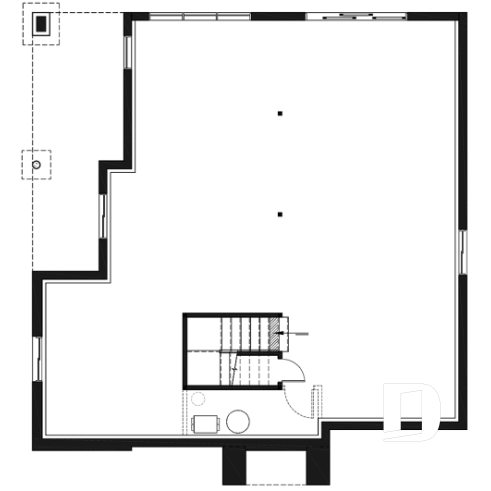Unfinished basement - Modern economical bungalow with walkout basement, 2 bedroom and central fireplace - Zenia