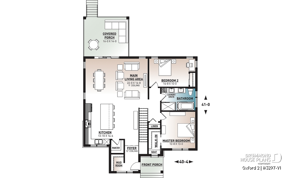 1st level - Modern rustic bungalow of 2 bedroom, huge kitchen with pantry, mud room, 12'4 ceiling at the foyer, open space - Oxford 2
