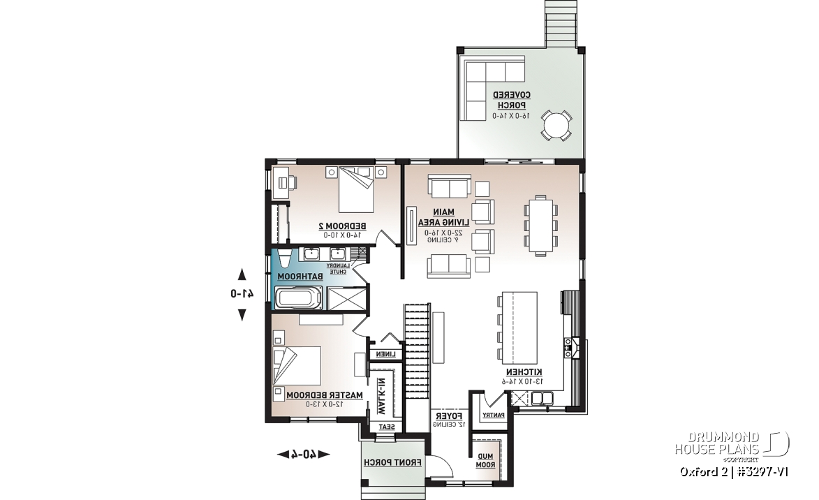 1st level - Modern rustic bungalow of 2 bedroom, huge kitchen with pantry, mud room, 12'4 ceiling at the foyer, open space - Oxford 2