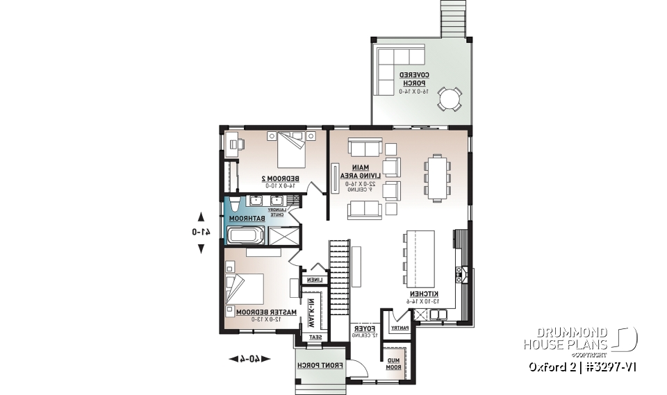 1st level - Modern rustic bungalow of 2 bedroom, huge kitchen with pantry, mud room, 12'4 ceiling at the foyer, open space - Oxford 2