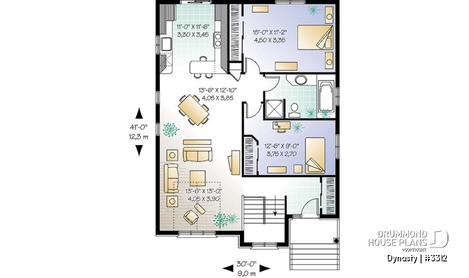 1st level - european style bungalow with two large bedrooms and open floor plan concept, ideal for narrow lot - Dynasty