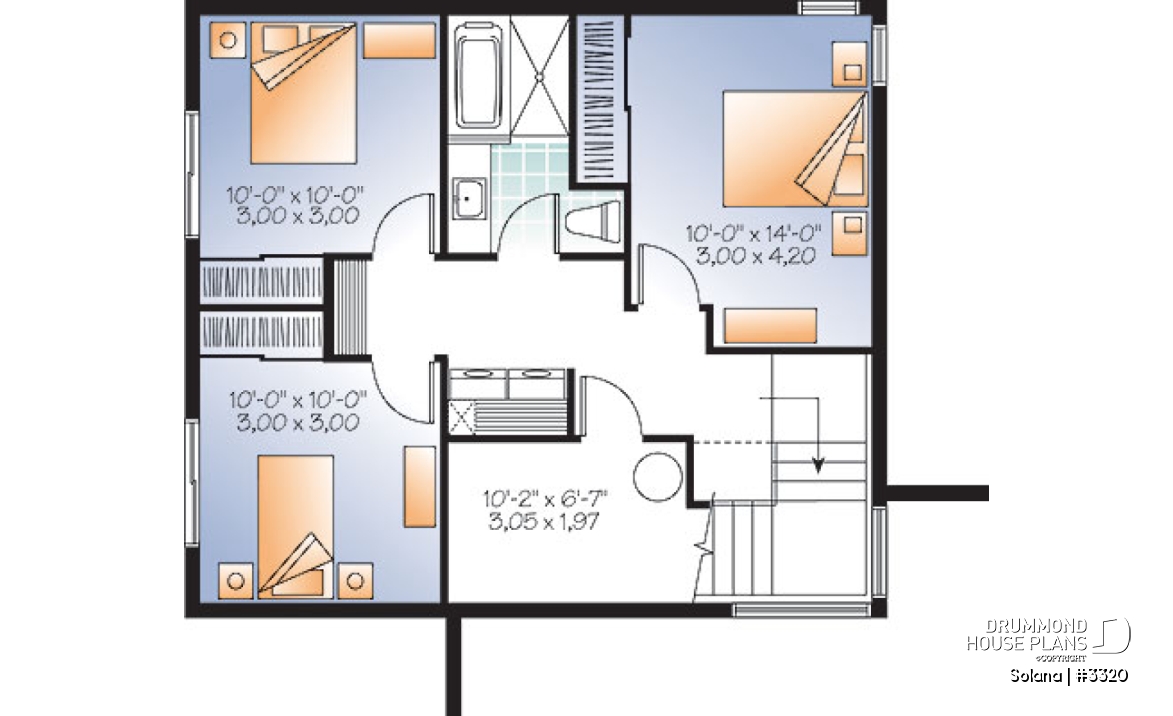 Basement - Small 3 bedroom budget conscious modern house plan, open floor plan, large kitchen with island and pantry - Solana