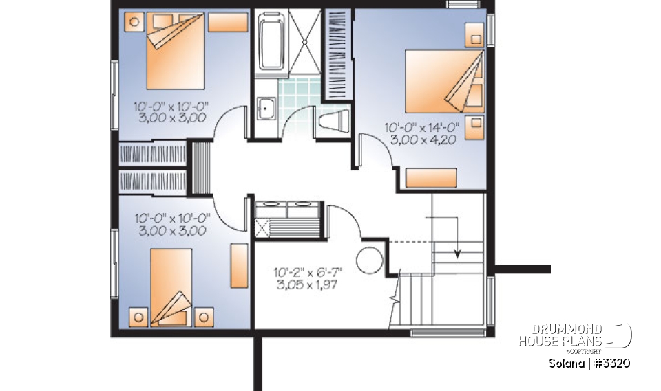 Basement - Small 3 bedroom budget conscious modern house plan, open floor plan, large kitchen with island and pantry - Solana