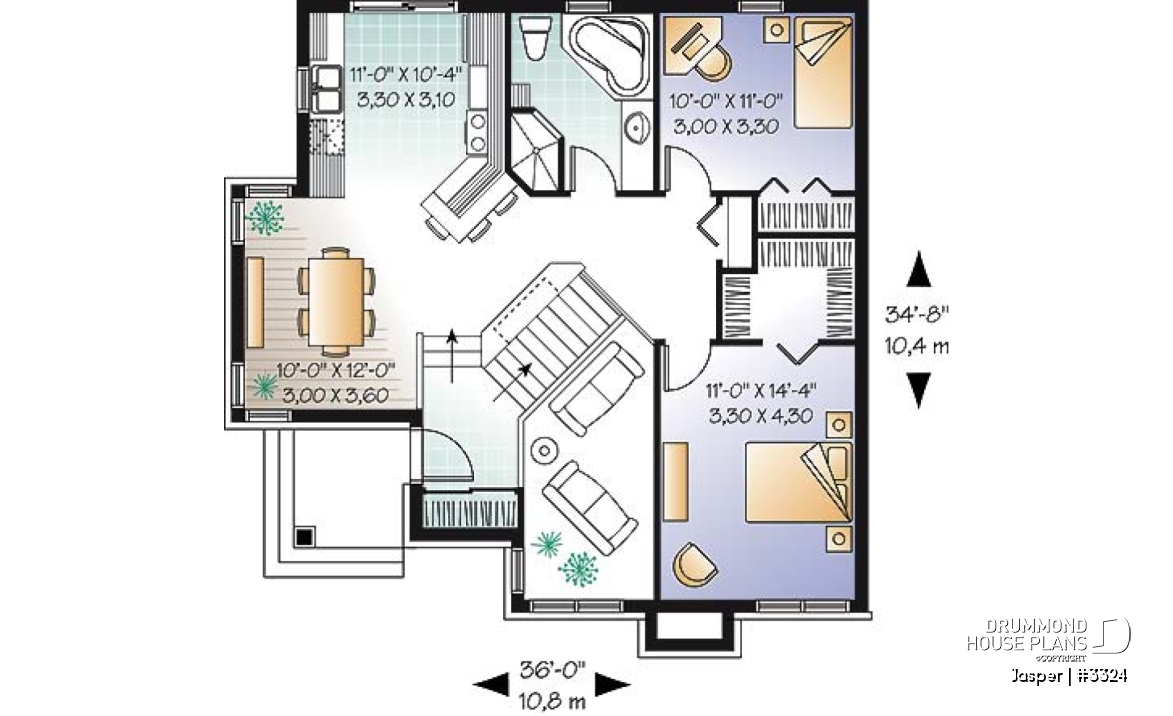 1st level - Split level house plan, 4 bedroom bungalow with workshop and mezzanine - Jasper