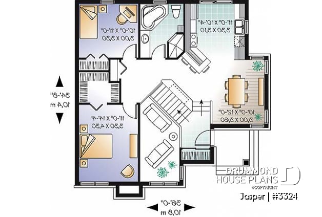 1st level - Split level house plan, 4 bedroom bungalow with workshop and mezzanine - Jasper