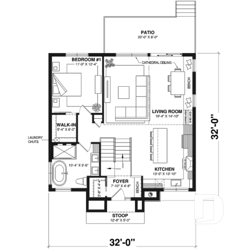 1st level - Small split level home, 1 to 3 beds, optional finished basement ($), 2 family rooms, wood burning stove, gym - Newland