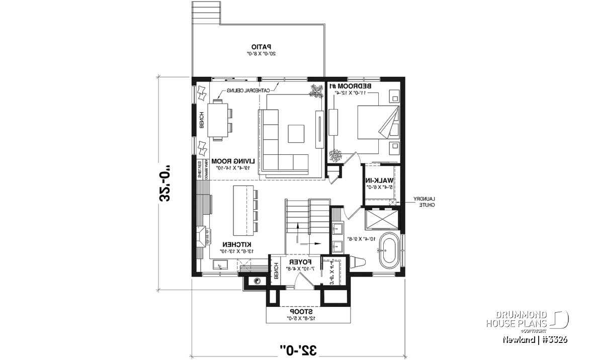 1st level - Small split level modern farmhouse, master suite on main floor, optional finished basement - Newland