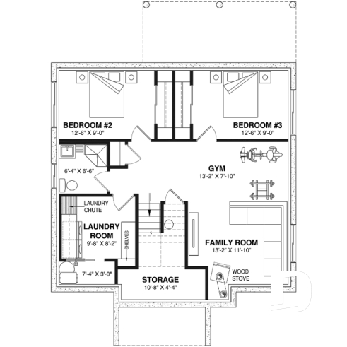 Finished basement (Optional $) - Small split level home, 1 to 3 beds, optional finished basement ($), 2 family rooms, wood burning stove, gym - Newland