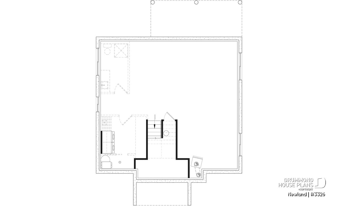 Unfinished basement - Small split level modern farmhouse, master suite on main floor, optional finished basement - Newland