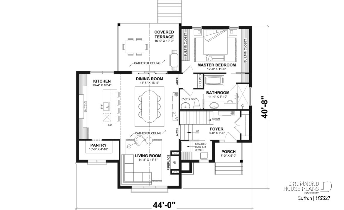 1st level - Split-Entry Bungalow House Plan with 1 to 3 Bedrooms, 1.5 to 2.5 bath and Main-Floor Master Suite - Sutton