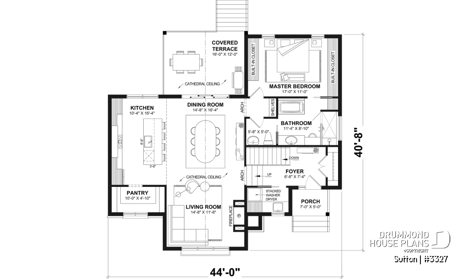 1st level - Split-Entry Bungalow House Plan with 1 to 3 Bedrooms, 1.5 to 2.5 bath and Main-Floor Master Suite - Sutton