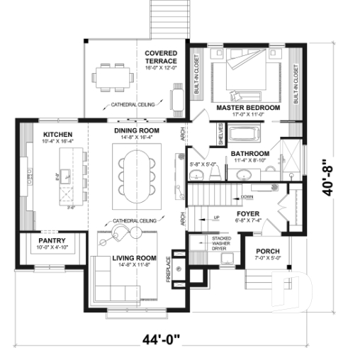 1st level - Split-Entry Bungalow House Plan with 1 to 3 Bedrooms, 1.5 to 2.5 bath and Main-Floor Master Suite - Sutton