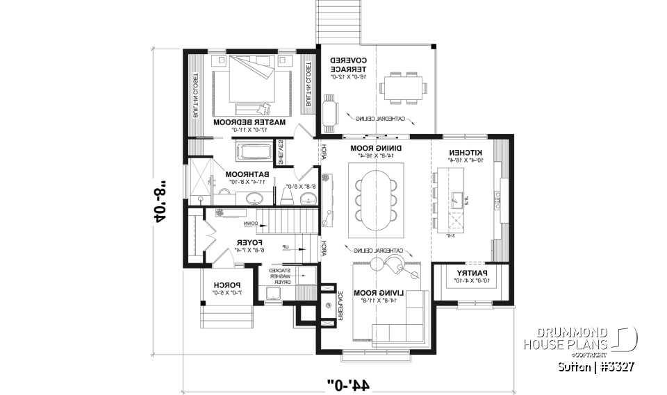 1st level - Split-Entry Bungalow House Plan with 1 to 3 Bedrooms, 1.5 to 2.5 bath and Main-Floor Master Suite - Sutton