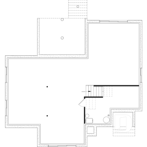 Unfinished basement - Split-Entry Bungalow House Plan with 1 to 3 Bedrooms, 1.5 to 2.5 bath and Main-Floor Master Suite - Sutton