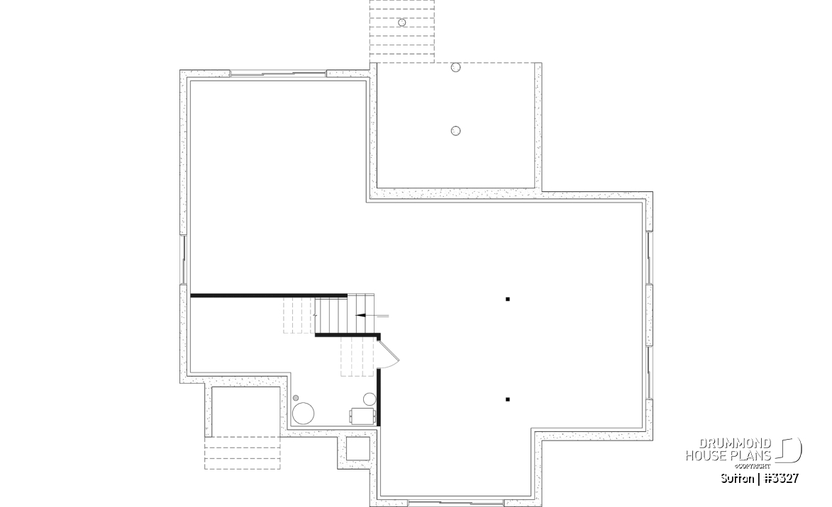 Unfinished basement - Split-Entry Bungalow House Plan with 1 to 3 Bedrooms, 1.5 to 2.5 bath and Main-Floor Master Suite - Sutton