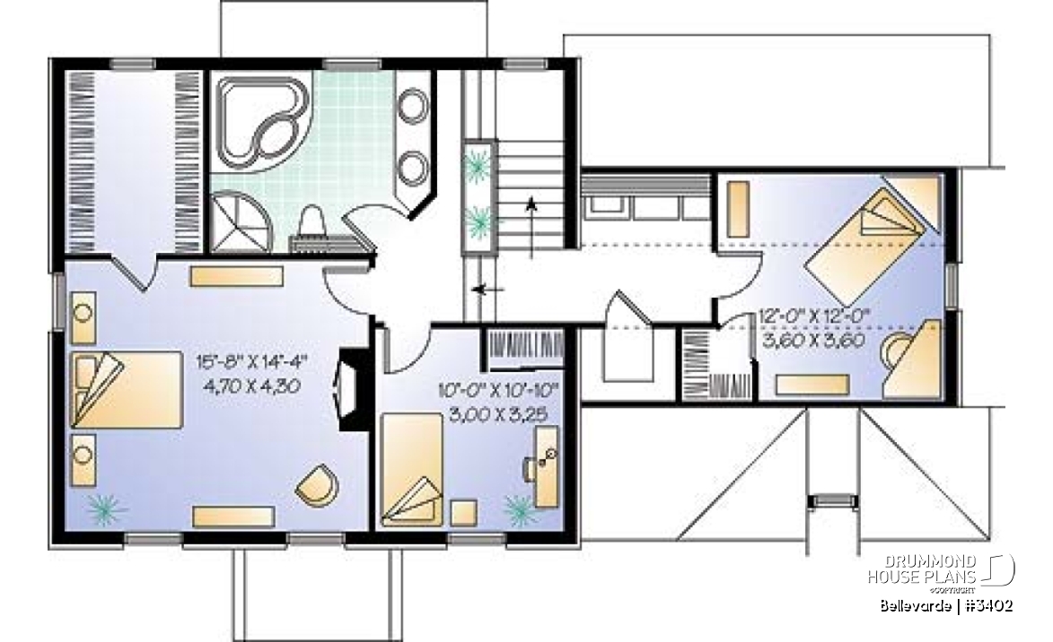 2nd level - Bonus living area in attic, 3 bedrooms, walk-in in master bedroom, garage, home office - Bellevarde