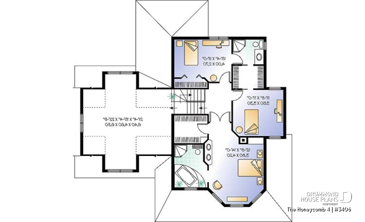 2nd level - Open floor plan Victorian home design, large bonus, fireplace, breakfast nook, kitchen island, 2 .5 baths - The Honeycomb 4