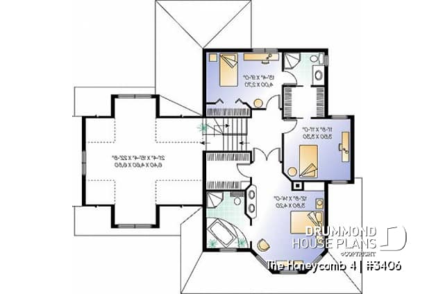2nd level - Open floor plan Victorian home design, large bonus, fireplace, breakfast nook, kitchen island, 2 .5 baths - The Honeycomb 4