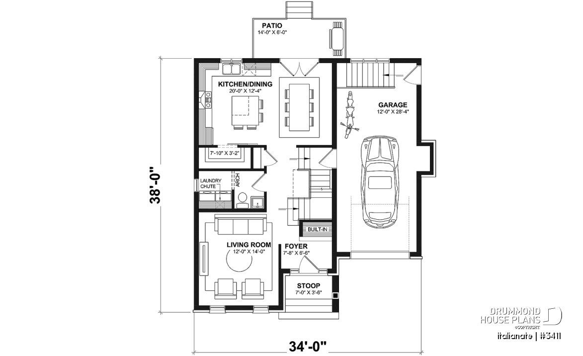 1st level - Elegant 2-storey French-style home with garage, fireplace, and island kitchen. - Italianate