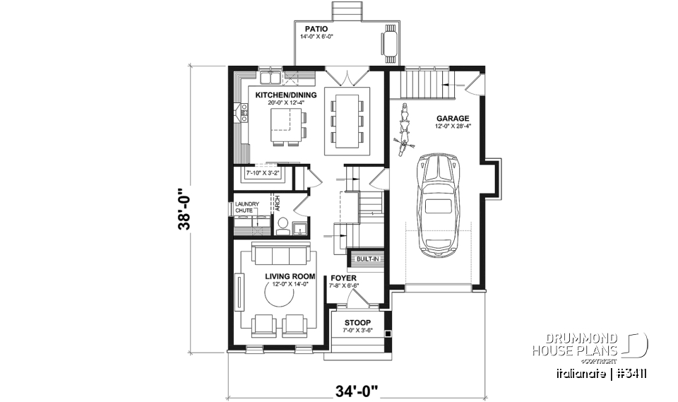 1st level - Elegant 2-storey French-style home with garage, fireplace, and island kitchen. - Italianate